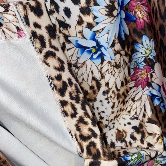 Thalia Sodi Brown Leopard Floral Print Scuba Midi Sheath Dress - Picture 11 of 14